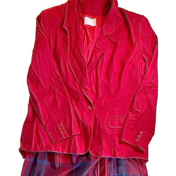 Vintage 1980s Pendleton Wool Blazer Jacket T438-128 Deep Red Women's Size 18/XL - Picture 6 of 8